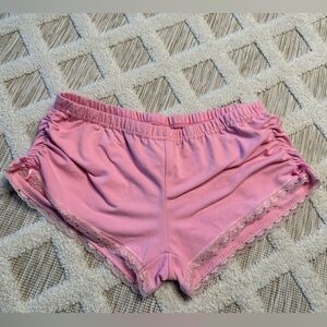 Pink Lace Trim Women's Sleep Shorts